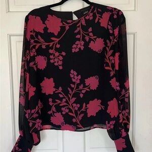 Sanctuary Floral Black and Pink Women's Top